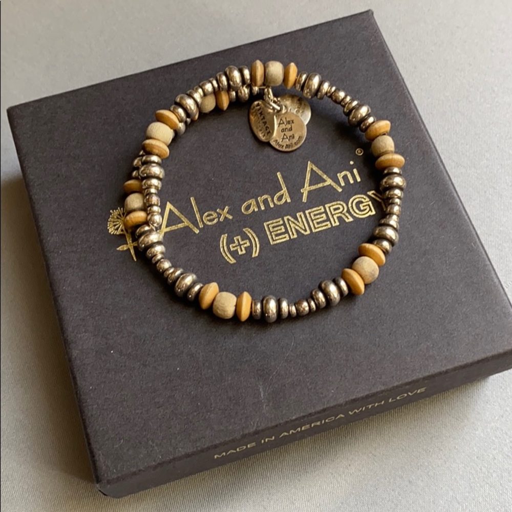 Silver and Wood Beaded Alex and Ani